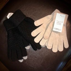 NWT Capelli Gloves Two Pairs - Black and Ivory